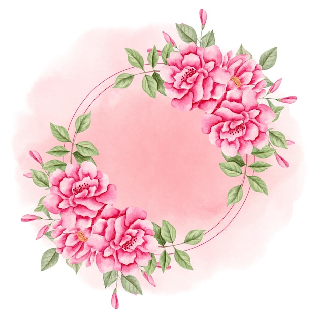 watercolor elegant lovely pink floral frame