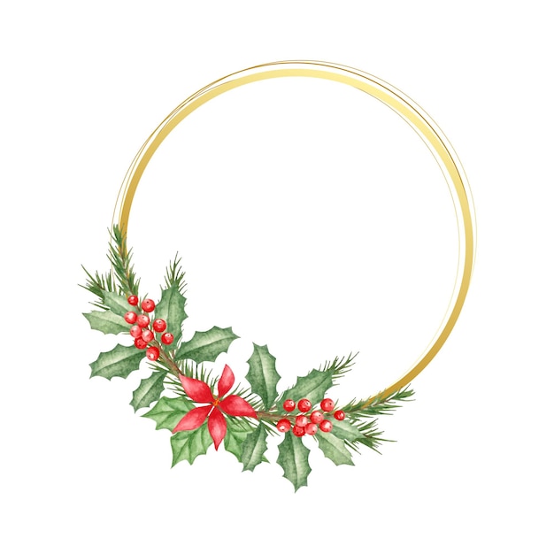 Watercolor elegant style decorative christmas wreath