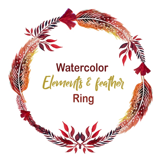 "watercolor Elements & Feather Ring"