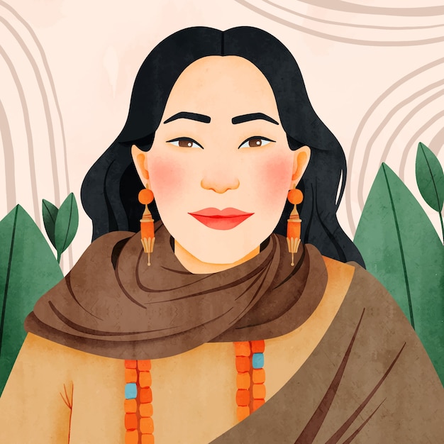 Watercolor ethnic beauty illustration