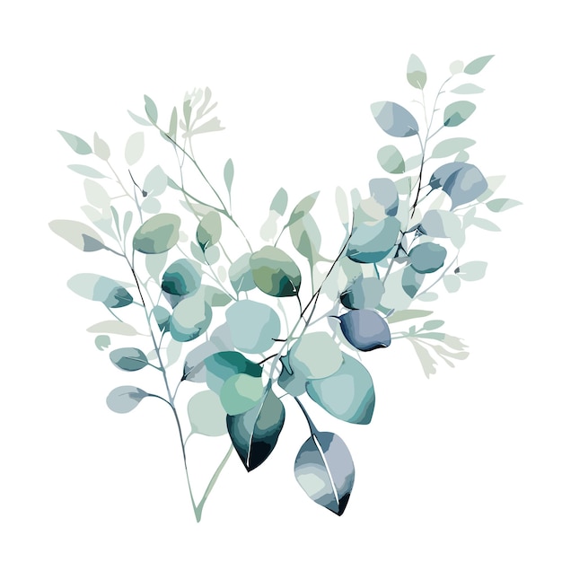 Vector watercolor eucalyptus brunches frame