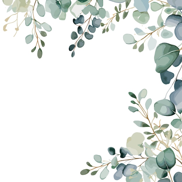 Vector watercolor eucalyptus brunches frame