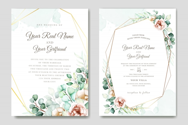 watercolor eucalyptus wedding invitation card set