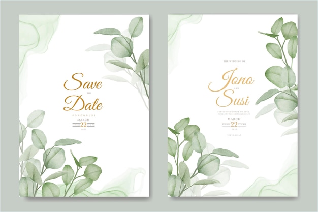 Watercolor eucalyptus wedding invitation card set