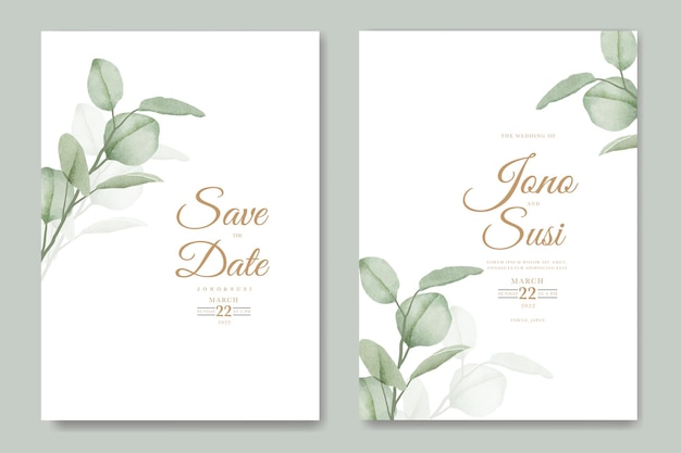 Watercolor eucalyptus wedding invitation card set