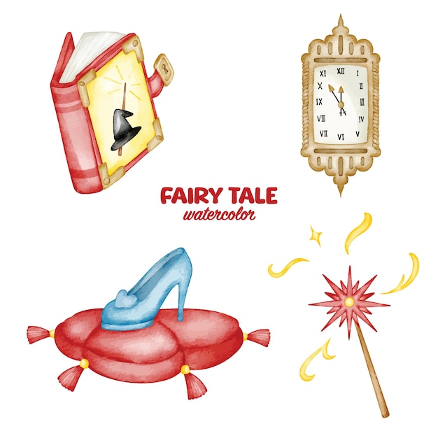 Watercolor fairy tale element clip art cartoon