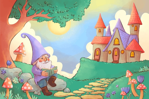 Vector watercolor  fairytale background