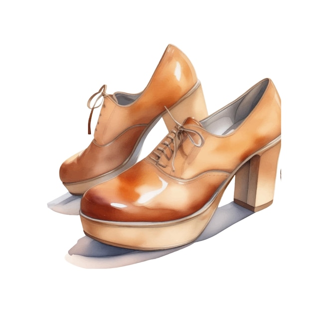 Vector watercolor fashion platform heels shoes illustration