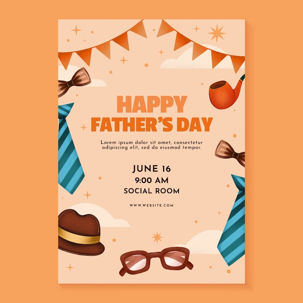 Vector watercolor father's day vertical poster template