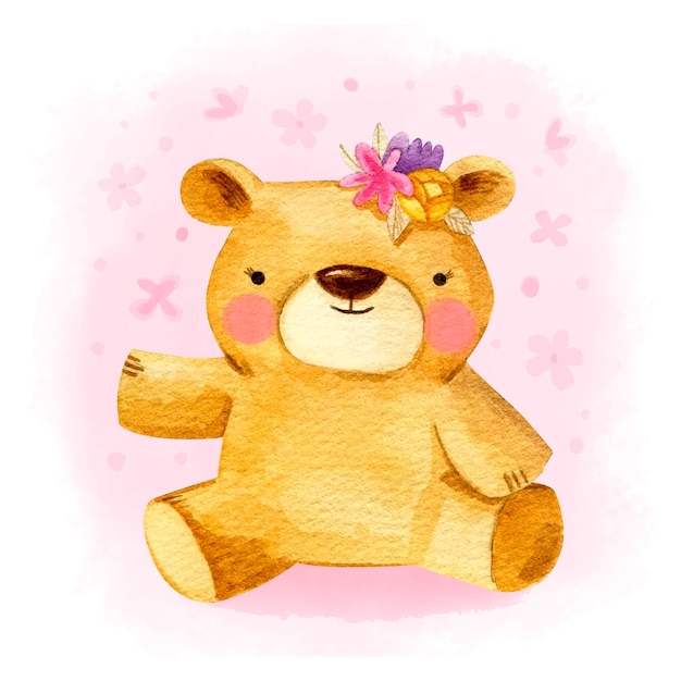 Watercolor female bear illustration