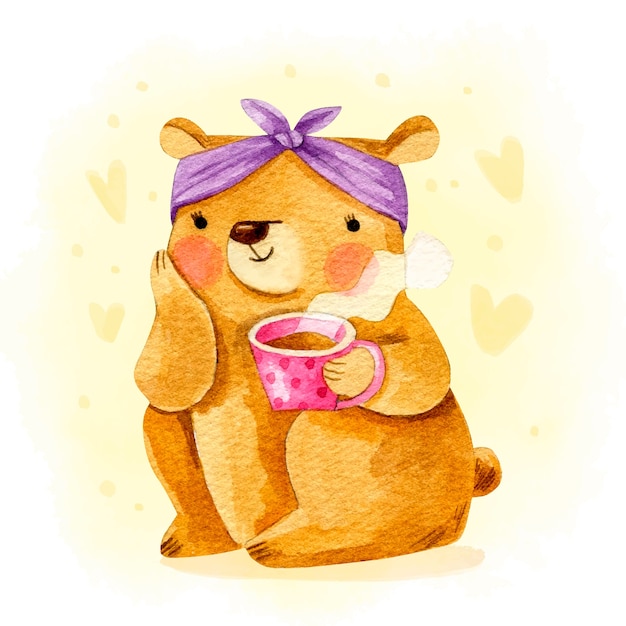 Watercolor female bear illustration