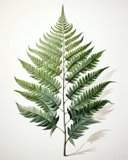 Vector watercolor fern on white background minimalist poster