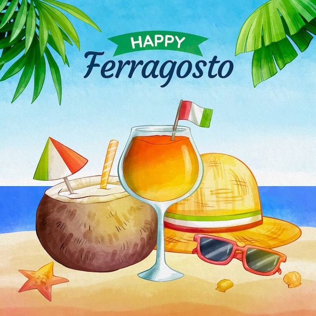 Watercolor ferragosto illustration