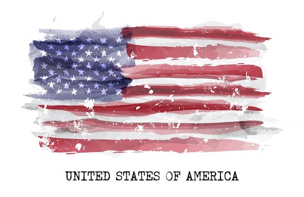 Watercolor flag of America 