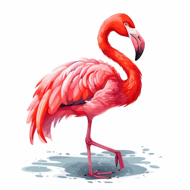 watercolor Flamingo vector illustration bird cartoon