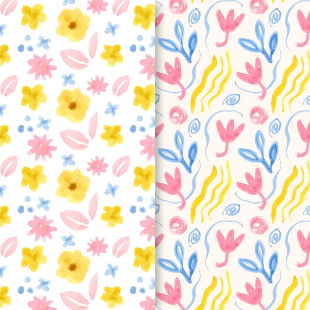 Watercolor floral abstract pattern collection