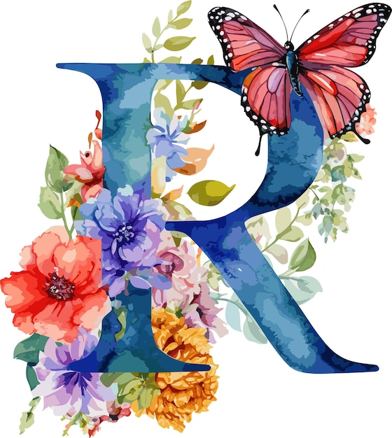 watercolor floral alphabet tropical flowers illustration realistic floral alphabet