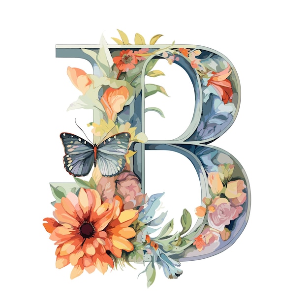 watercolor floral alphabet tropical flowers illustration realistic floral alphabet