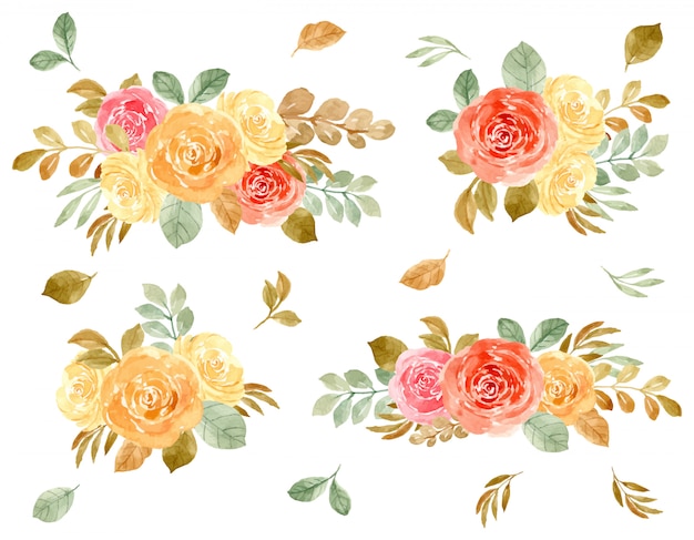 Vector watercolor floral arrangement collection