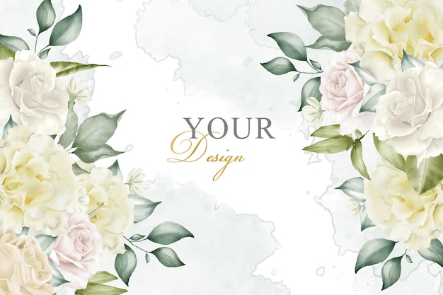 Watercolor floral arrangement template