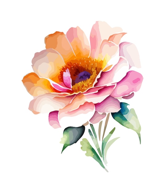 Watercolor floral arrangements with beautiful flowers