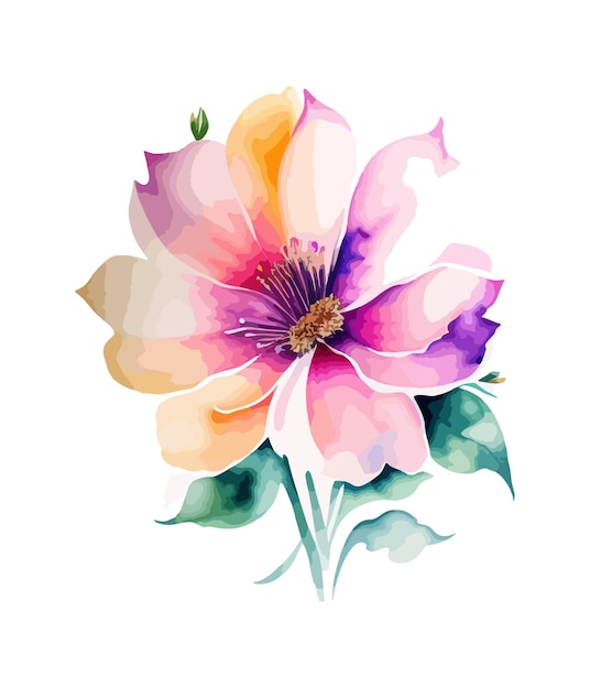 Watercolor floral arrangements with beautiful flowers