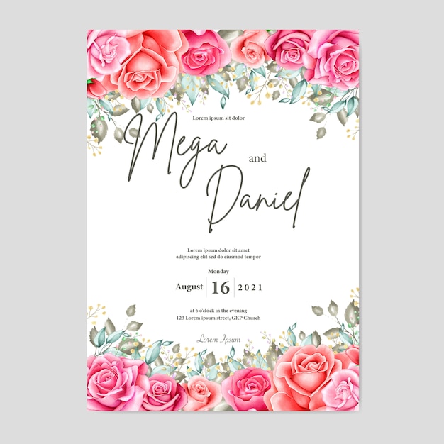 Vector watercolor floral background and frame