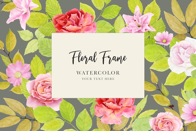 Watercolor floral background with beautiful roses