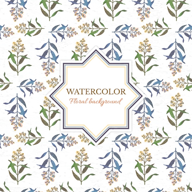Watercolor floral background with frame