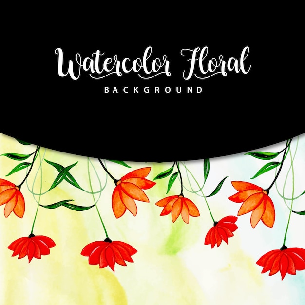 Watercolor floral background with splatter