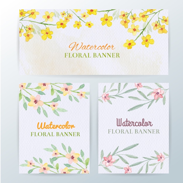 Watercolor floral banners