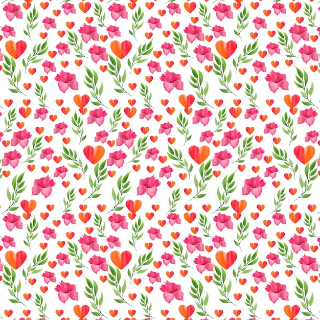 Watercolor floral blossom seamless pattern