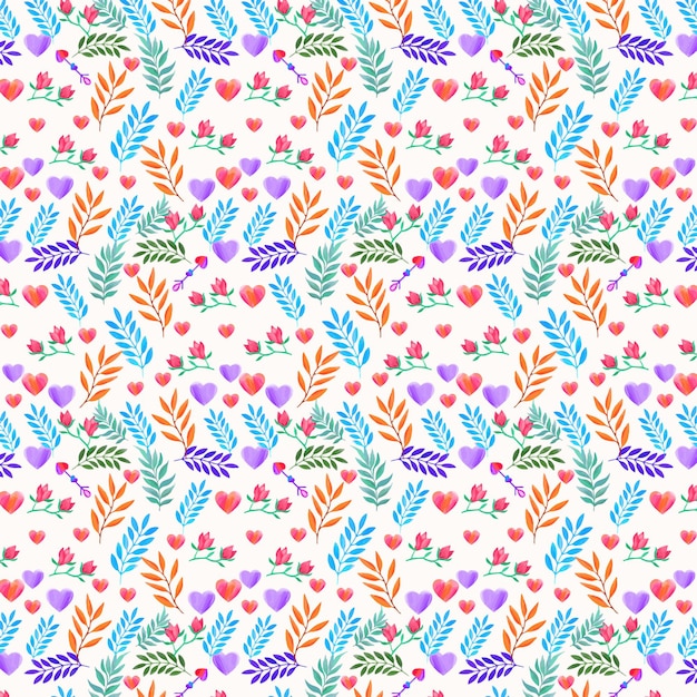 Watercolor floral blossom seamless pattern