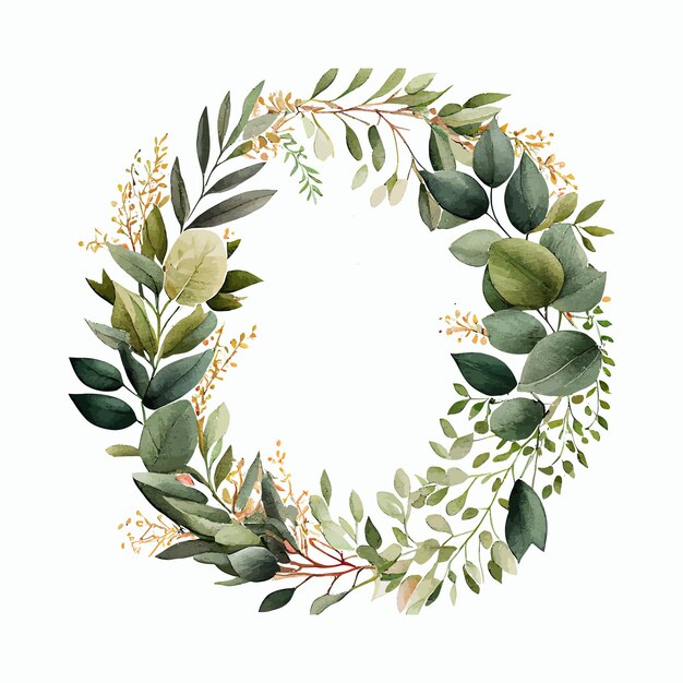 Watercolor floral border wreath frame with bright peach color Decorative elements template Flat cartoon illustration isolated on white background