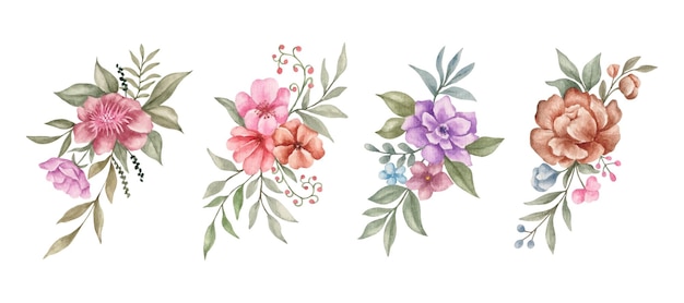 Watercolor floral bouquet set