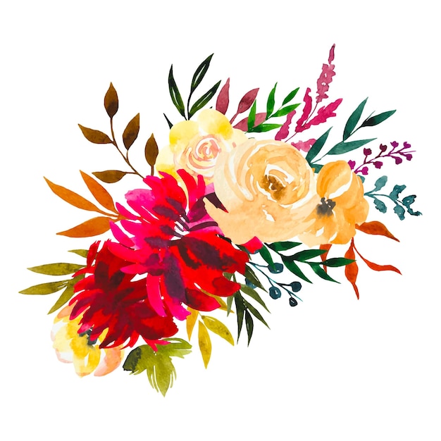 watercolor floral bouquetautumn composition isolated on white background