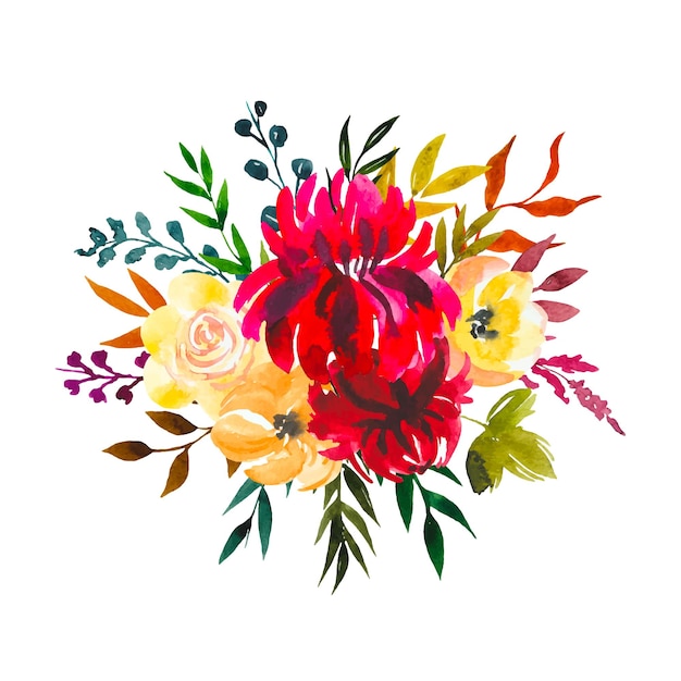 watercolor floral bouquetautumn composition isolated on white background