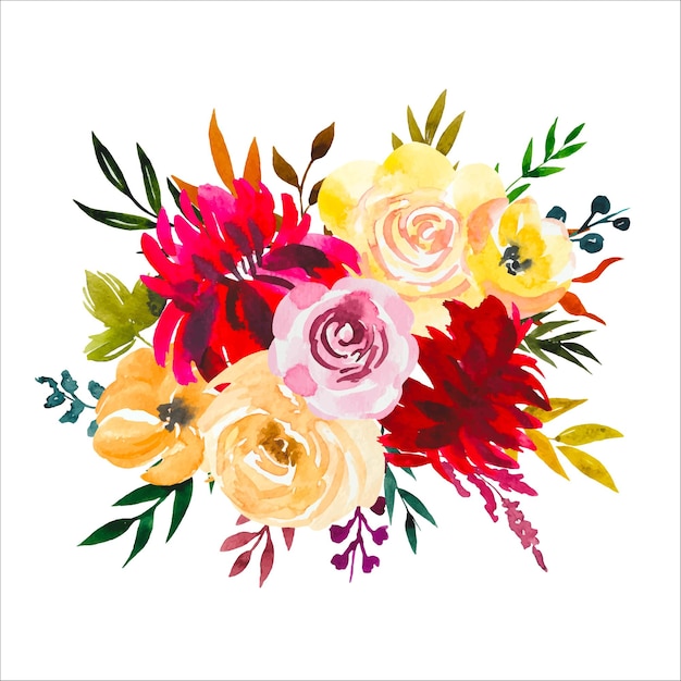 Watercolor floral bouquetAutumn composition