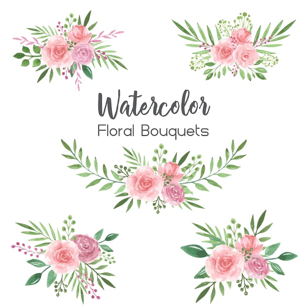 Vector watercolor floral bouquets