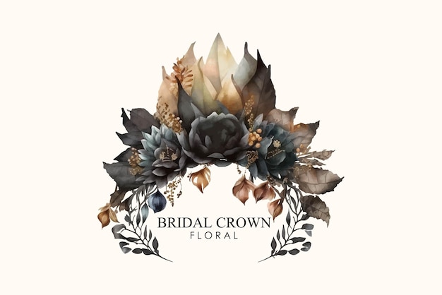 Vector a watercolor floral bridal crown