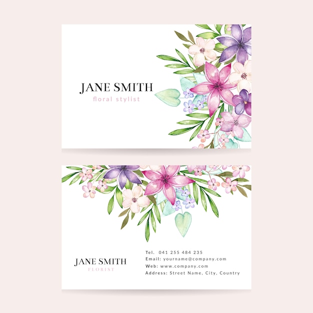 Watercolor floral business card