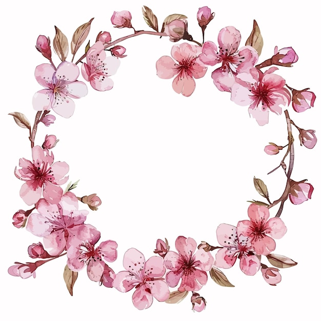 Acquerel_floral_cherry_blossom_frame_vector