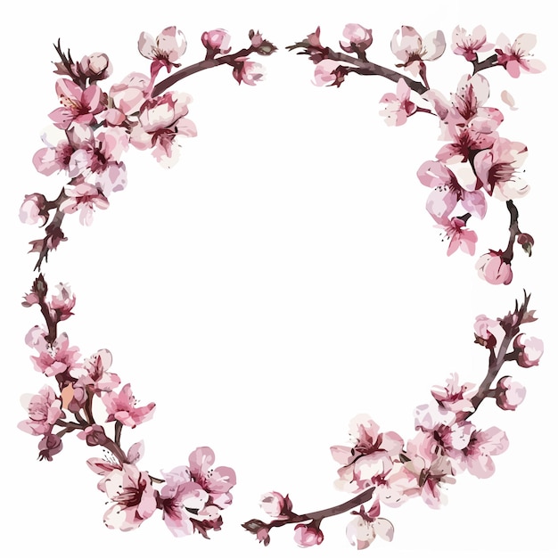 Watercolor_Floral_Cherry_Blossom_Frame_vector