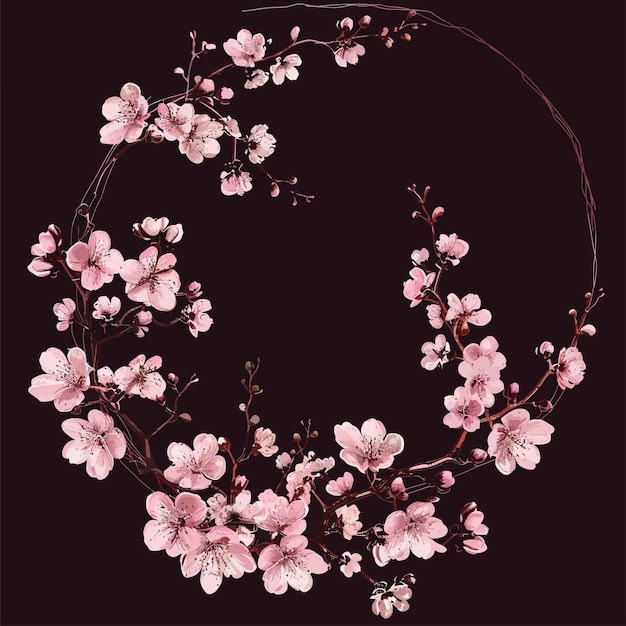 Acquerel_floral_cherry_blossom_frame_vector