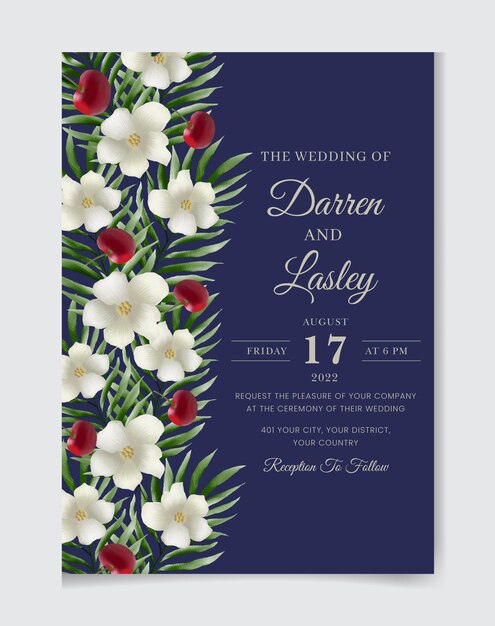 Watercolor floral christmas invitation card