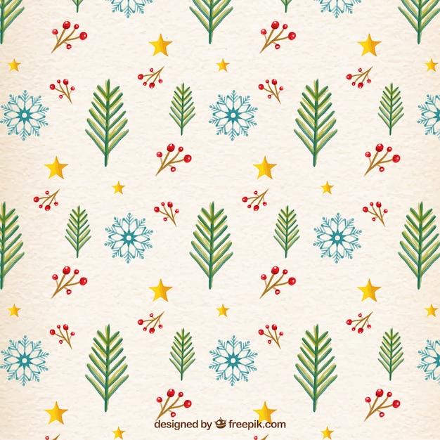 Watercolor floral christmas pattern
