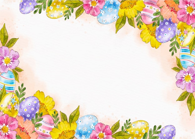 Watercolor floral easter background