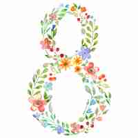 Vector watercolor floral eight shape hand drawn illustration isolated on white background vector eps