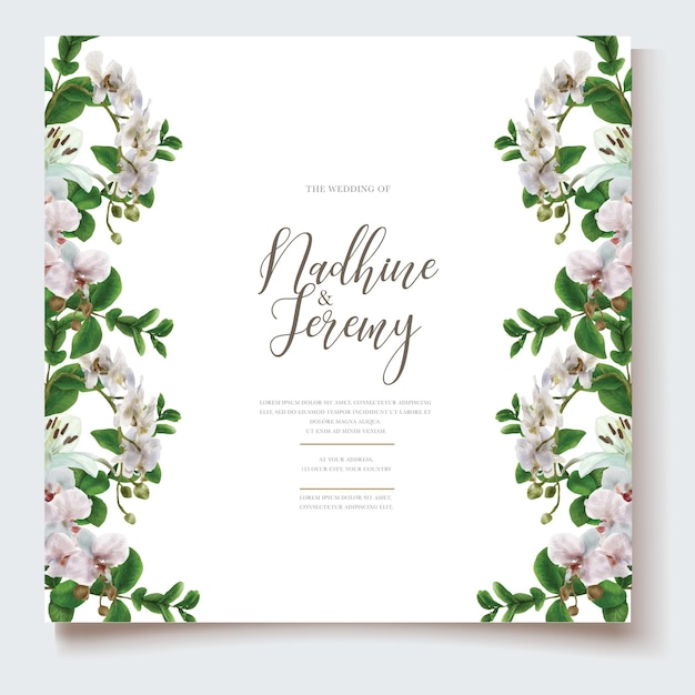 Vector watercolor floral elegant invitation