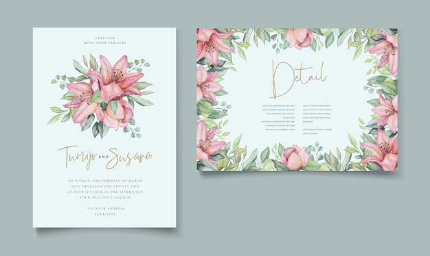 Watercolor floral element wedding card set